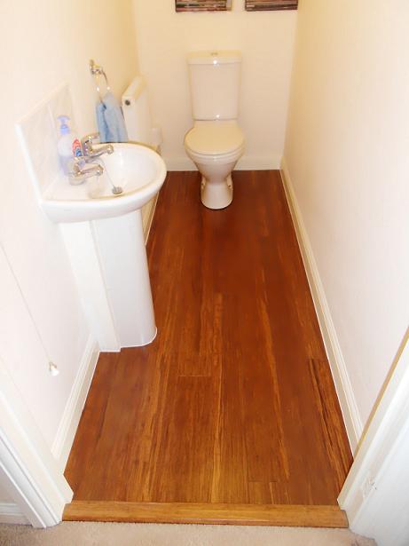 Fitting bamboo floor in toilet
